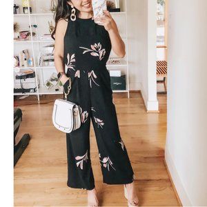 Black a. new day Jumpsuit with Flowers